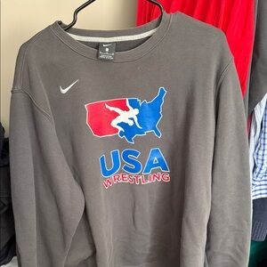 Nike Dark Gray USA Wrestling Men's Crewneck Sweater